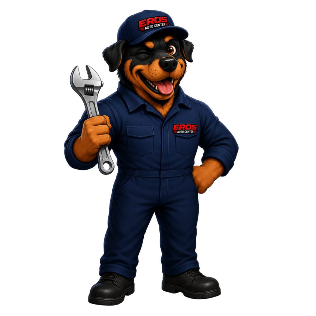 Mascote Eros Dog — mecânico oficial da Eros Auto Center